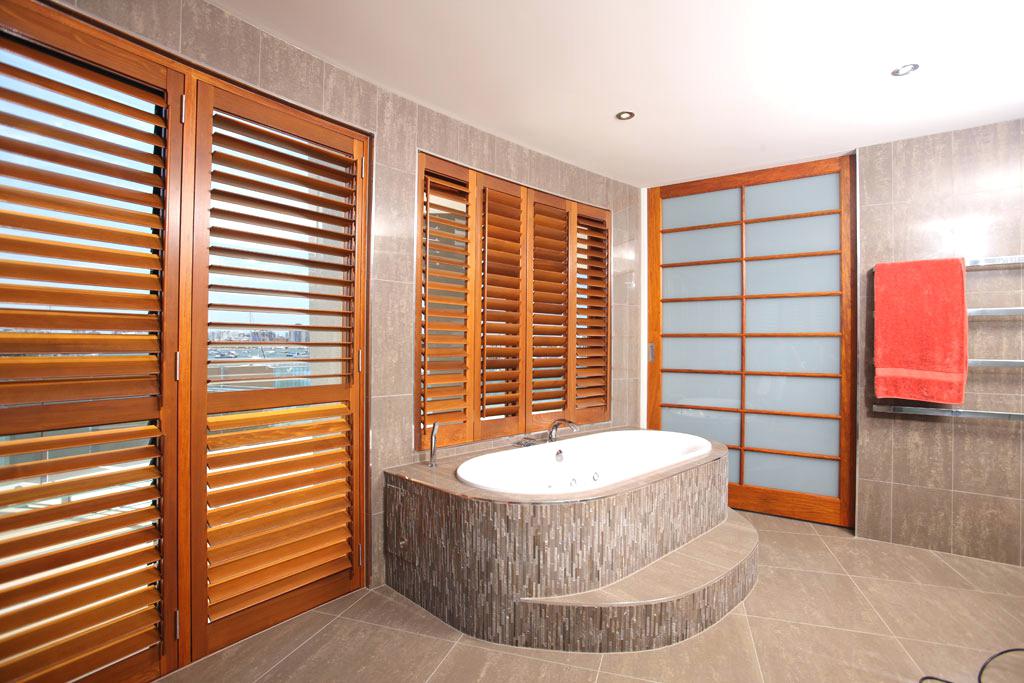 cedar shutters in a bathroom