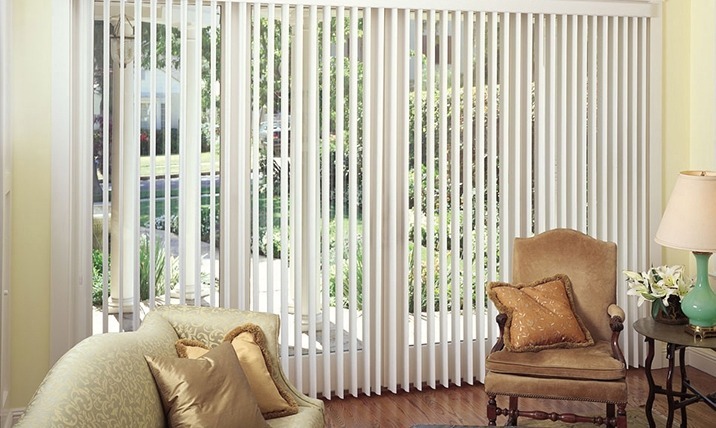 vertical blinds in a living room